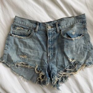 BDG Light Blue Distressed Denim Cutoff Shorts
